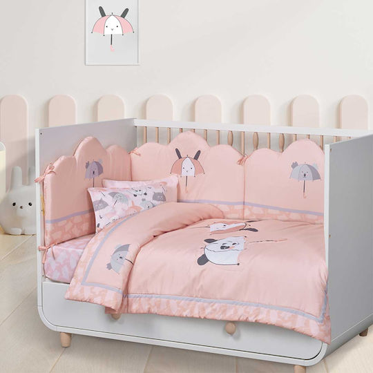 Das Home Crib Bumpers Classic Inside Pink-white-grey 45x195cm