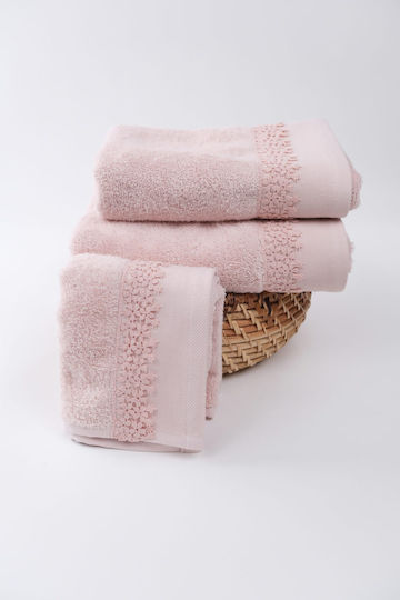 Liolios Home Set of Towels 3 pcs Pink Weight 500gsm