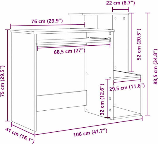 Computer Büro Holz Artisan Oak 106x40x88.5cm