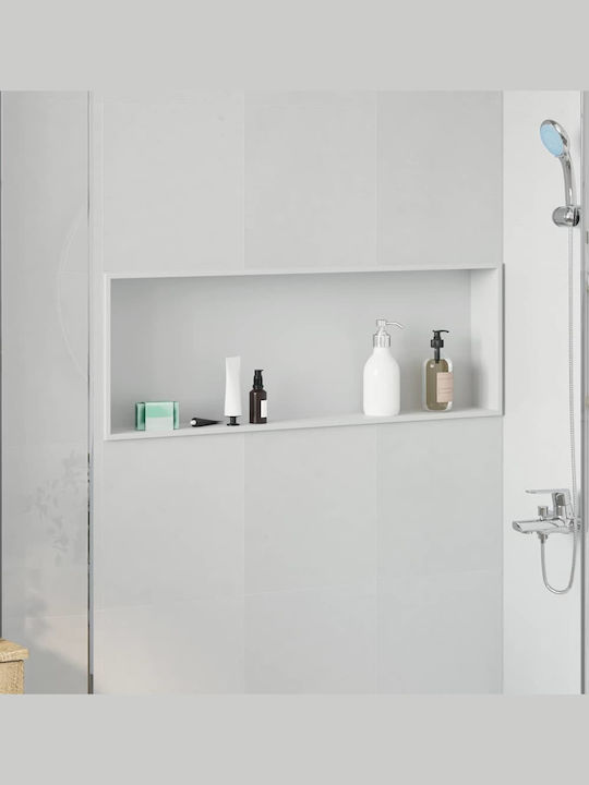 vidaXL Επιτοίχια Ραφιέρα Μπάνιου Μεταλλική 30x9.5x90cm Λευκή