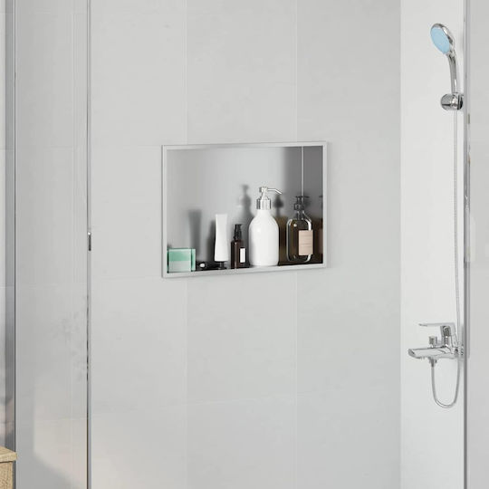 vidaXL Επιτοίχια Ραφιέρα Μπάνιου Μεταλλική 45x9.5x30cm Ασημί