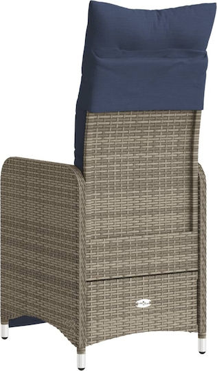 Outdoor Armchair Rattan Gray with Cushion
