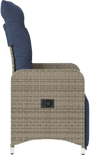 Outdoor Armchair Rattan Gray with Cushion