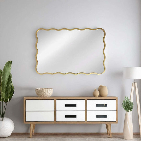 Artekko Wall Mirror with Gold Metallic Frame 91x61cm 1pcs