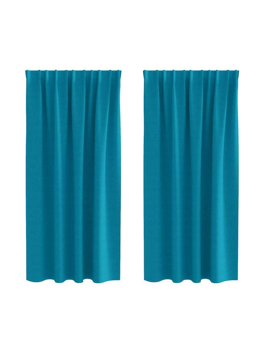 vidaXL vidaXL Set Vorhänge Verdunkelung Fenster mit Bleistiftfalten Türkis 140x175cm