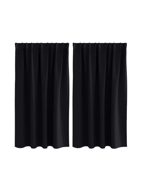 vidaXL Blackout Window Curtain Set with Pencil Pleat Black 140x140cm