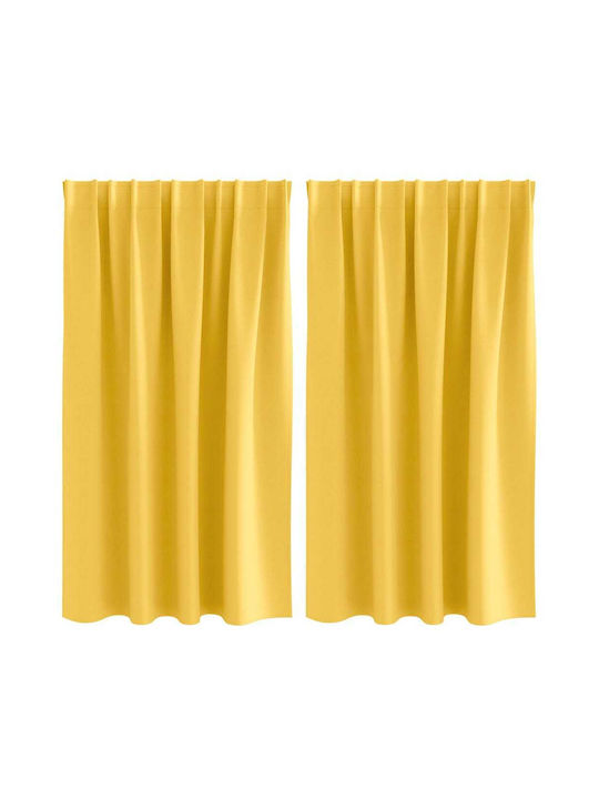 vidaXL Set Of Yellow Window Blackout Curtains With Pencil Pleat 140x140cm