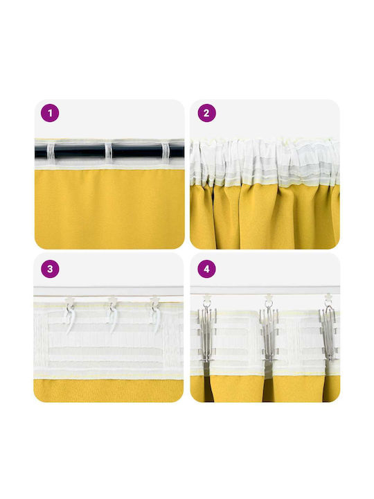 vidaXL Set Of Yellow Window Blackout Curtains With Pencil Pleat 140x140cm