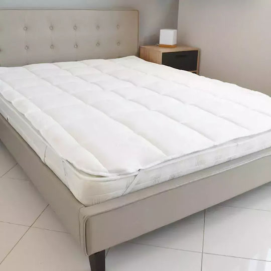 FiberTex Mattress Topper Aloe Vera King Size Cotton made Infused with Aloe & Elastic Straps 180x200cm
