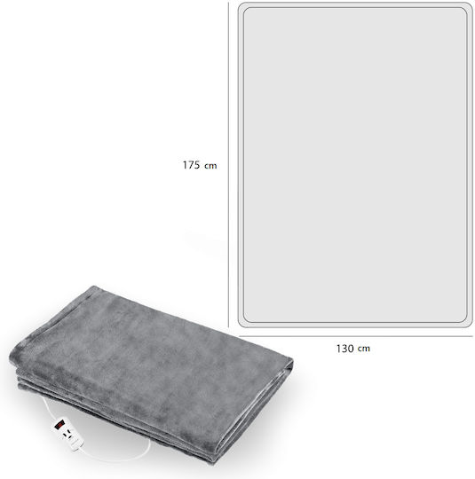 ProfiCare PC-WZD 3061 Pătură electrică semidublă Lavabilă cu temporizator Gri 180W 130cmx180cm