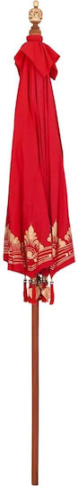 Round Wooden Red Garden & Terrace Parasol F2.5xY2.5m
