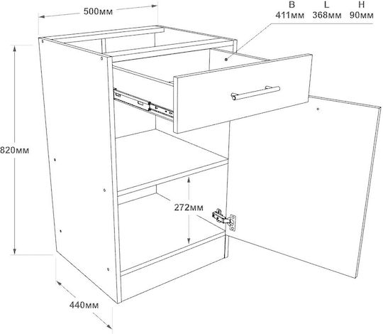 Bodenstehender Schrank Sonoma Oak, White 50x46x82cm