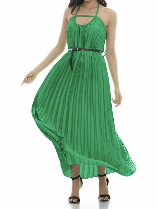 Maxi Evening Dress Satin Green