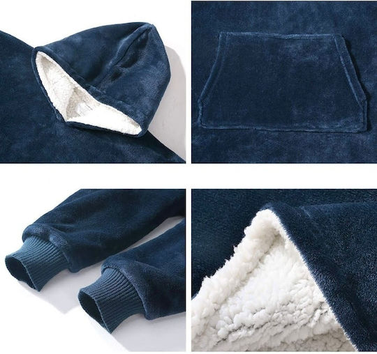 Κουβέρτα Fleece με Μανίκια 80x90εκ. Blue