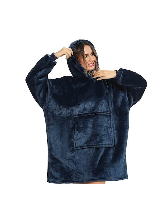 Fleece-Decke mit Ärmeln 80x90cm Blau