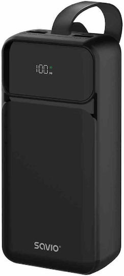 Savio BA-10 Power Bank 30000mAh με 2 Θύρες USB-A και 2 Θύρες USB-C Power Delivery / Quick Charge 3.0 Μαύρο