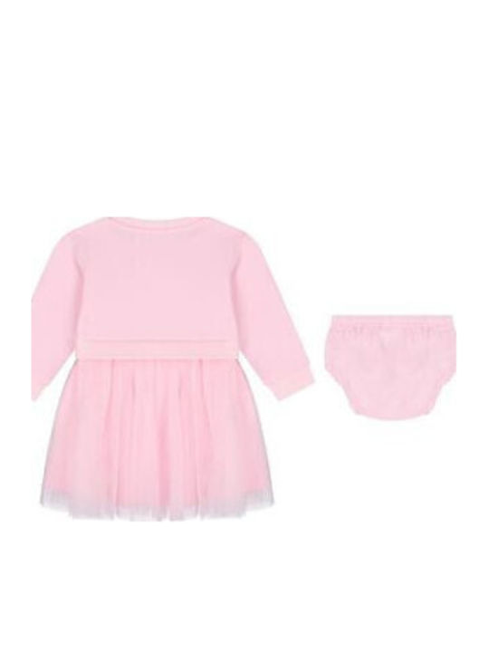 Set Kinderkleider Langärmlig Tüll Set mit Unterhose Pink