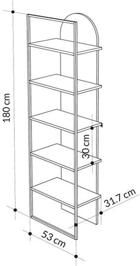 Bibliothek Archy Grau Retro 53x31.7x180cm