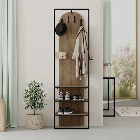 Archy Entry Furniture with Hanger & Shoe Rack Open Walnut 53x31.7x180cm Archy Entry Furniture with Hanger & Shoe Rack Open Walnut 53x31.7x180cm