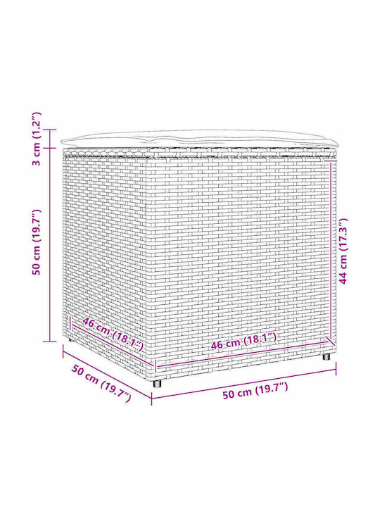 vidaXL Outdoor Storage Box Gray L50xW50xH50cm