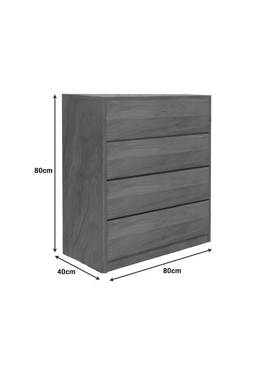 Kuanger Wooden Chest of Drawers Walnut 80x40x80cm