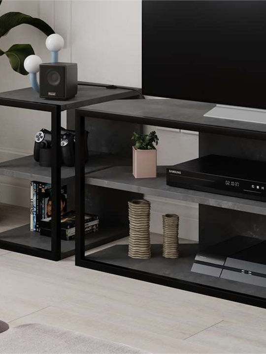 Echo Cornered TV Stand Made of Metal & Wood Gray Retro L98xD37xH45cm