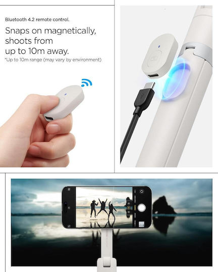 Spigen S581w Selfie Stick Trepied Pentru Telefon Mobil Bluetooth Negru