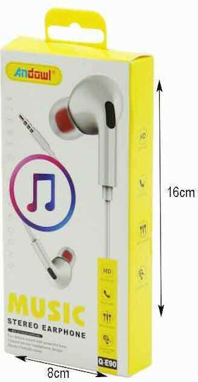Andowl Q-E90 In-ear Handsfree με Βύσμα 3.5mm Ασημί