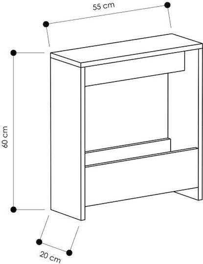 Rectangular Side Coffee Table Simpi Wooden Sapphire Oak W55xL20xH60cm