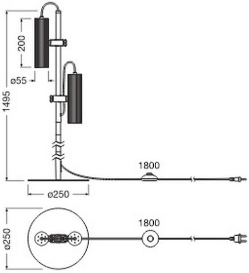 Osram Stehleuchte mit Fassung für Lampe GU10 Schwarz