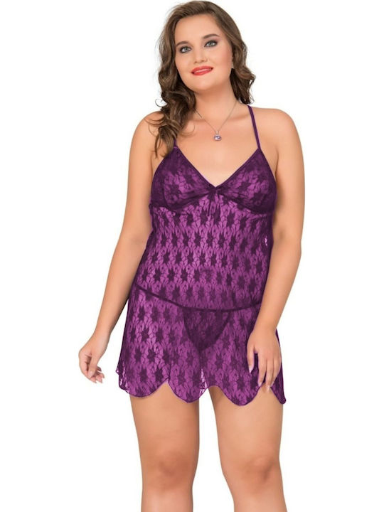 Moongirl Καλοκαιρινό Babydoll Μωβ Plus Size Moongirl Καλοκαιρινό Babydoll Μωβ Plus Size