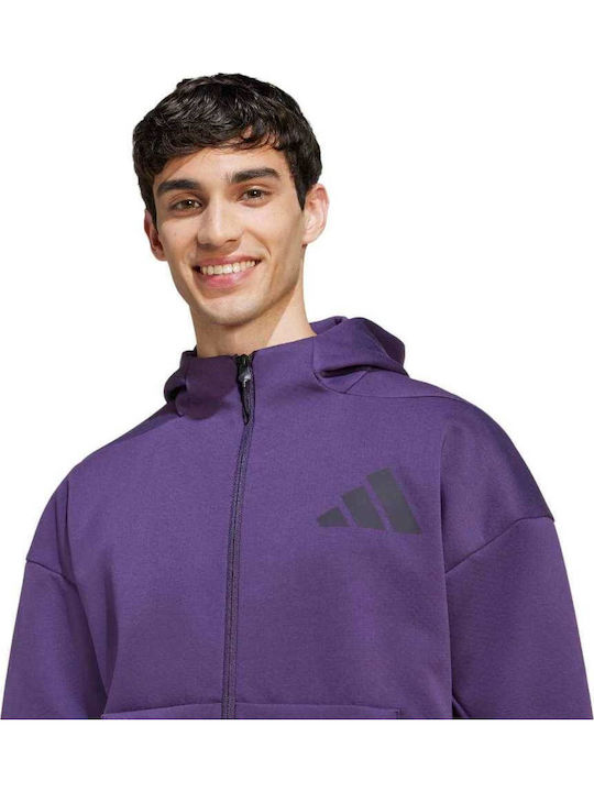 Z.n.e. Fullzip Hooded Track Jacket Men's Cardigan Plum