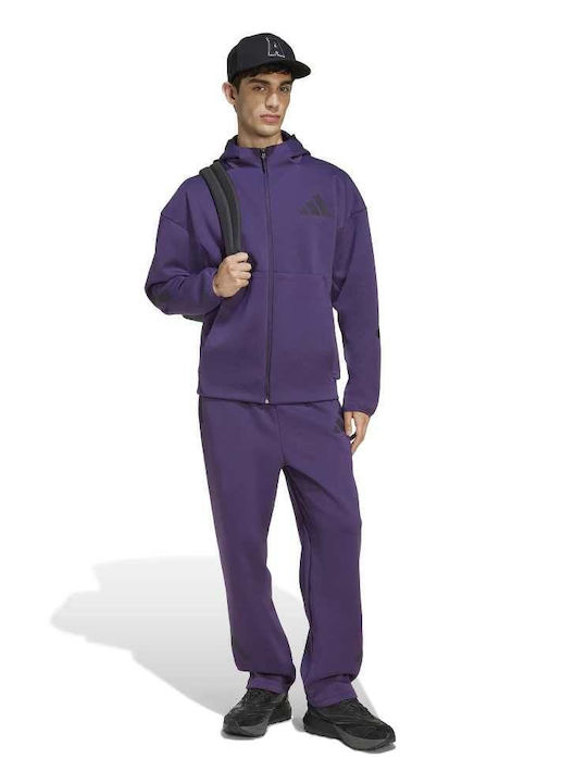 Z.n.e. Fullzip Hooded Track Jacket Men's Cardigan Plum