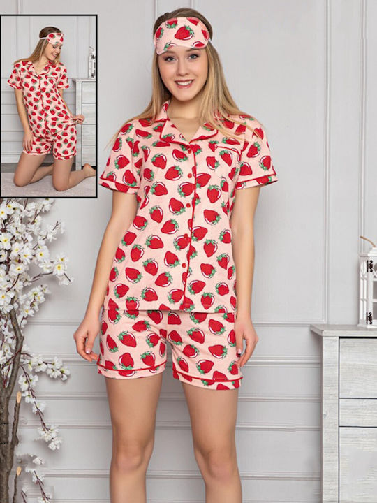 Mirano Homewear Καλοκαιρινό Γυναικείο Σετ Πιτζάμας Βαμβακερό Ροζ