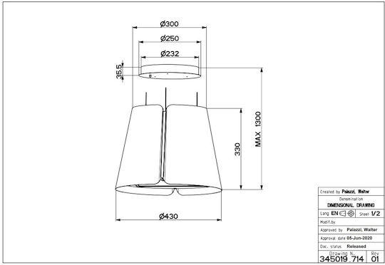 Faber BEAT BK MATT F45 Απορροφητήρας Νησίδα 45cm Μαύρος
