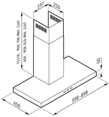 Pyramis Agilo Απορροφητήρας Καμινάδα 60cm Μαύρος