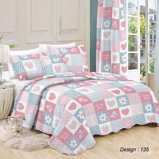 Dimcol 135 Σετ Υπέρδιπλο Ροζ 220x240cm 3τμχ