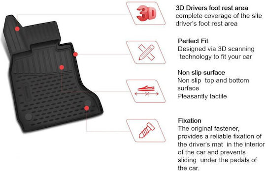 Novline Set of Front and Rear Mats 4pcs Tray Type for Honda Element 2010+ Gray / Black