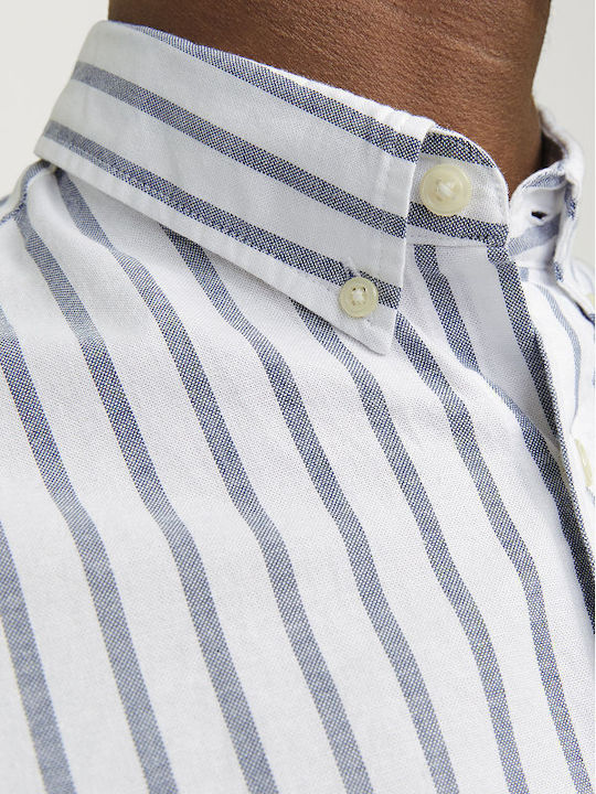 Long-sleeved Cotton Shirt Striped Blue