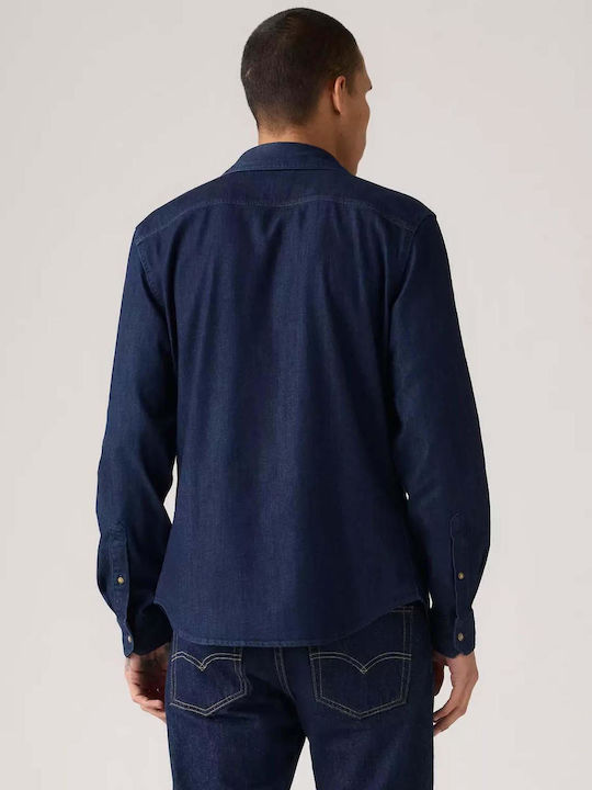 Battery Long-sleeved Denim Shirt Dark Indigo