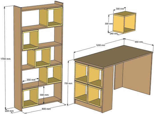 Hanah Home Σετ Γραφείου 3τμχ 845HCT3808