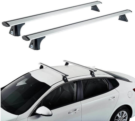 Cruz Μπάρες Οροφής Αλουμινίου Airo T 128εκ. Universal (Σετ με πόδια) Ασημί