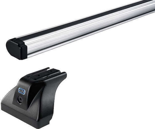 Cruz Car Roof Bars Aluminum Alu Cargo AF 118cm Universal Set with Roof Rack Legs Silver