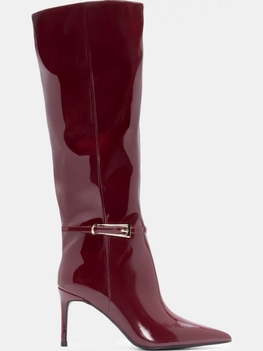 Cizme dama cu toc înalt Burgundy