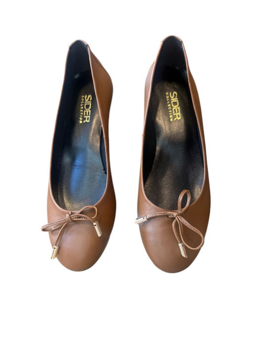 Leder Damen Ballerinas Tabac Braun