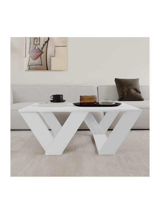 Rectangular Central Coffee Table Pipra Wooden White W110xD60xH40cm