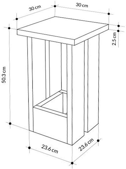 Square Side Coffee Table Tasos Wooden White W30xL30xH50.3cm GP037-0272 1