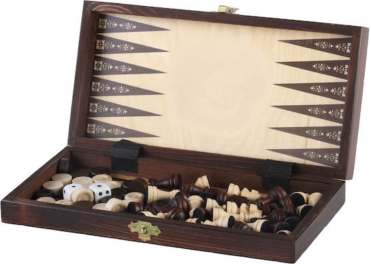 Wooden School Set 28x28cm Chess + Checkers + Backgammon
