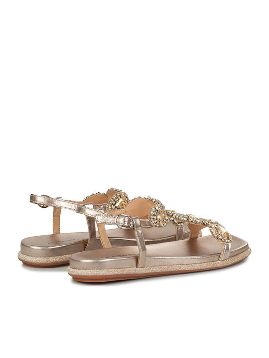 Women's Flat Sandals in Beige Color