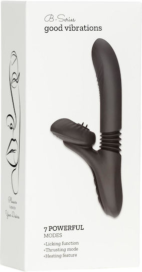 Silicone Vibrator 7 Powerful Modes Licking Thrusting Heating Black